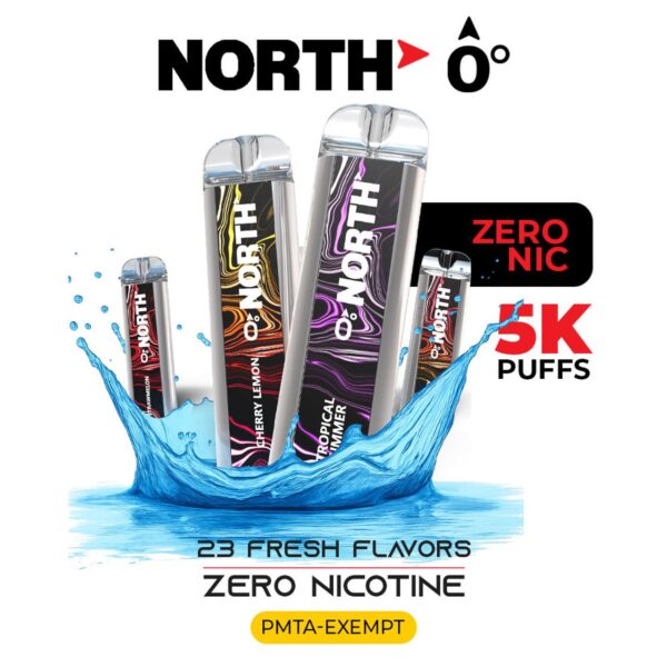 North 10ML 5000 Puffs 550mAh Prefilled Zero Nicotine Salt Rechargeable Disposable Vape Device With Mesh Coil & E-liquid & Battery Indicator - Display of 10