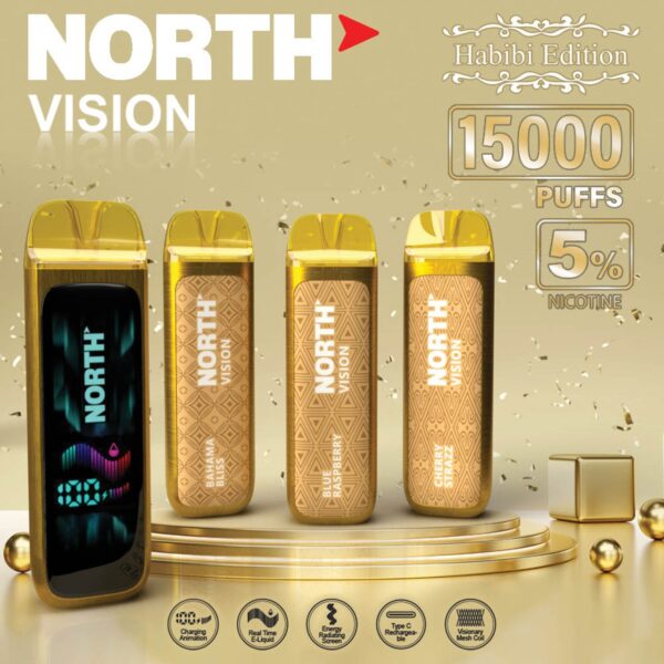 North Vision Habibi Edition 15K Puffs 15ML Disposable Device With Visionary Mesh Coil & Energy Radiating Screen - Display of 5