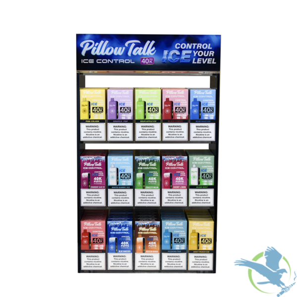 Pillow Talk Ice Control IC40000 Puffs 20ML Disposable Device With Touch To Adjust Ice Level & LED Screen - Acrylic Display of 75