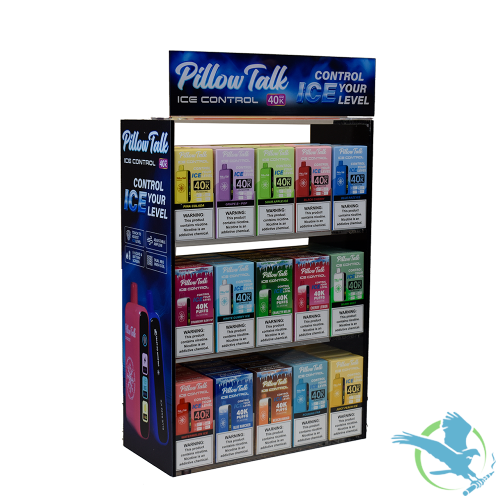 Pillow Talk Ice Control IC40000 Puffs 20ML Disposable Device With Touch To Adjust Ice Level & LED Screen - Acrylic Display of 75 - Image 2