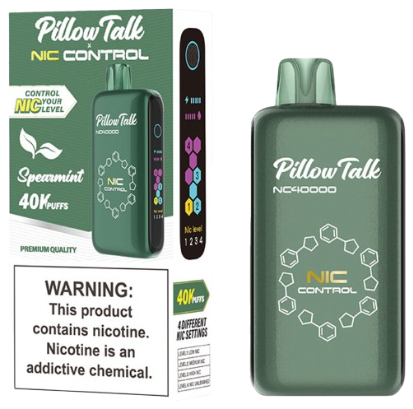 Pillow Talk Nic Control NC40000 Puffs 20ML Disposable Device With Touch To Adjust Nic Level & LED Screen - Display of 5