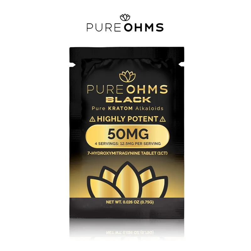 PURE OHMS BLACK 7 HYDROXY KRATOM TABLETS 50MG/1CT/30PK