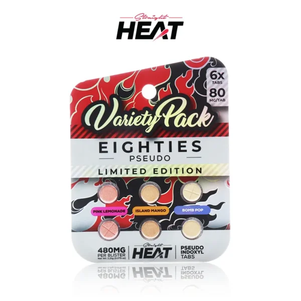 STRAIGHT HEAT EIGHTIES LIMITED EDITION 7 HYDROXY + PSEUDO KRATOM TABLETS 80MG/6CT/10PK - VARIETY PACK