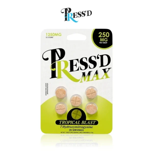 PRESS'D MAX 7 HYDROXY KRATOM TABLETS 250MG/5CT/10PK