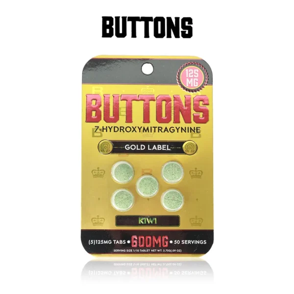 BUTTONS GOLD LABEL 7 HYDROXY KRATOM TABLETS 125MG/5CT/10PK