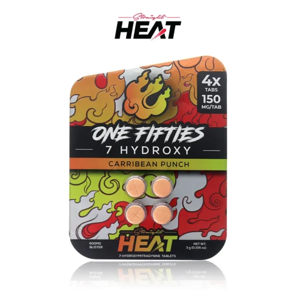 STRAIGHT HEAT 7 HYDROXY KRATOM TABLETS 150MG/4CT/10PK