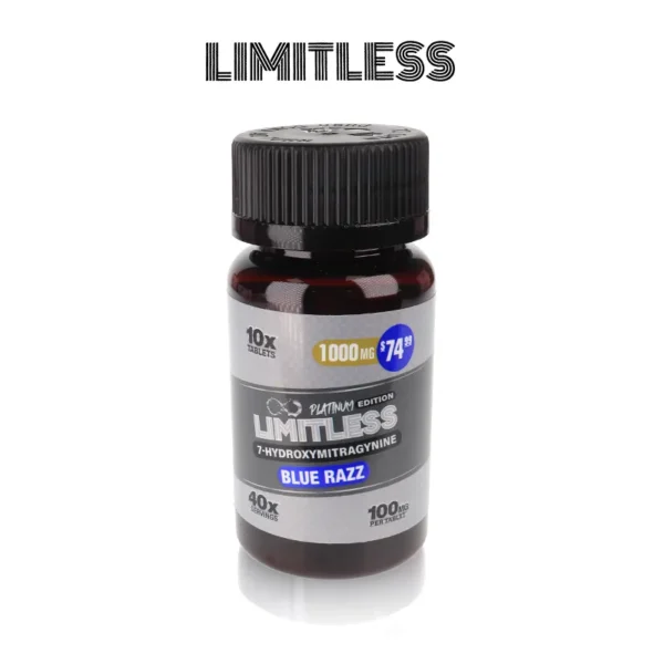 LIMITLESS PLATINUM EDITION 7 HYDROXY KRATOM TABLETS 100MG/10CT/JAR