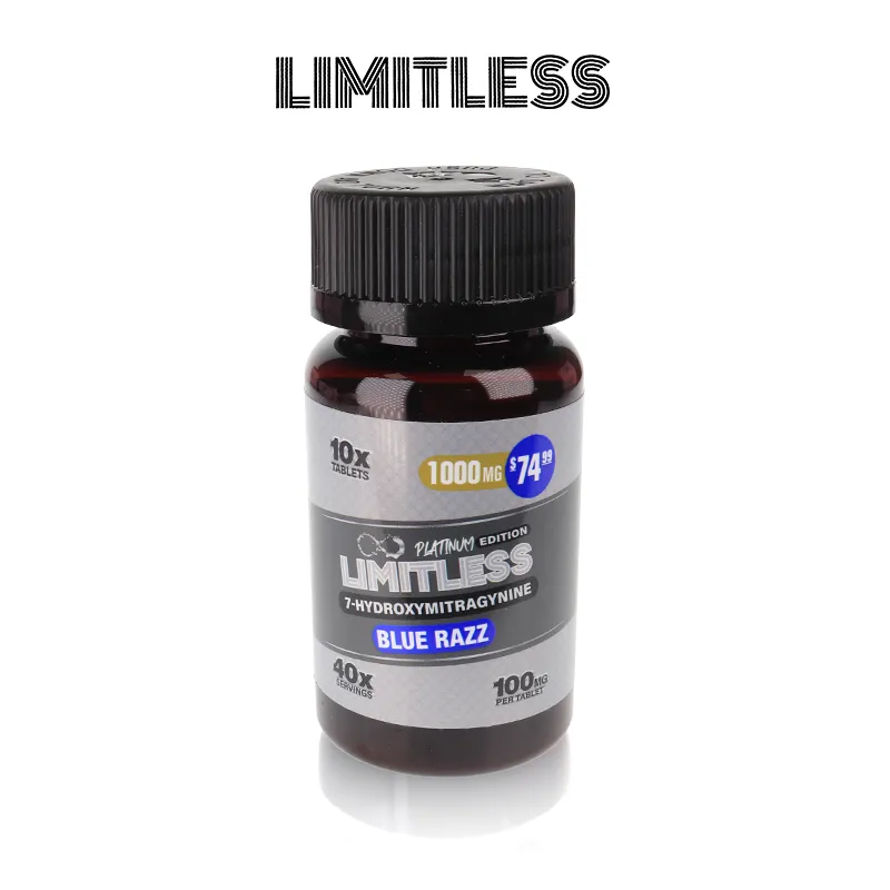 LIMITLESS PLATINUM EDITION 7 HYDROXY KRATOM TABLETS 100MG/10CT/JAR