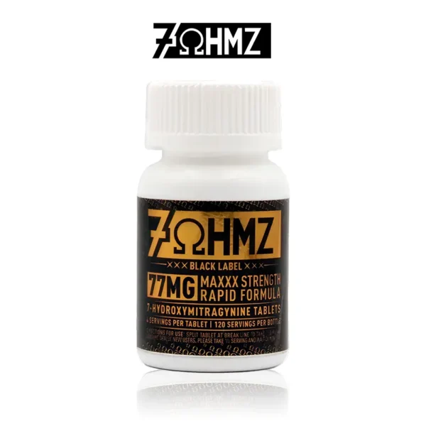 7ΩHMZ BLACK LABEL 7 HYDROXY KRATOM TABLETS 77MG/30CT JAR