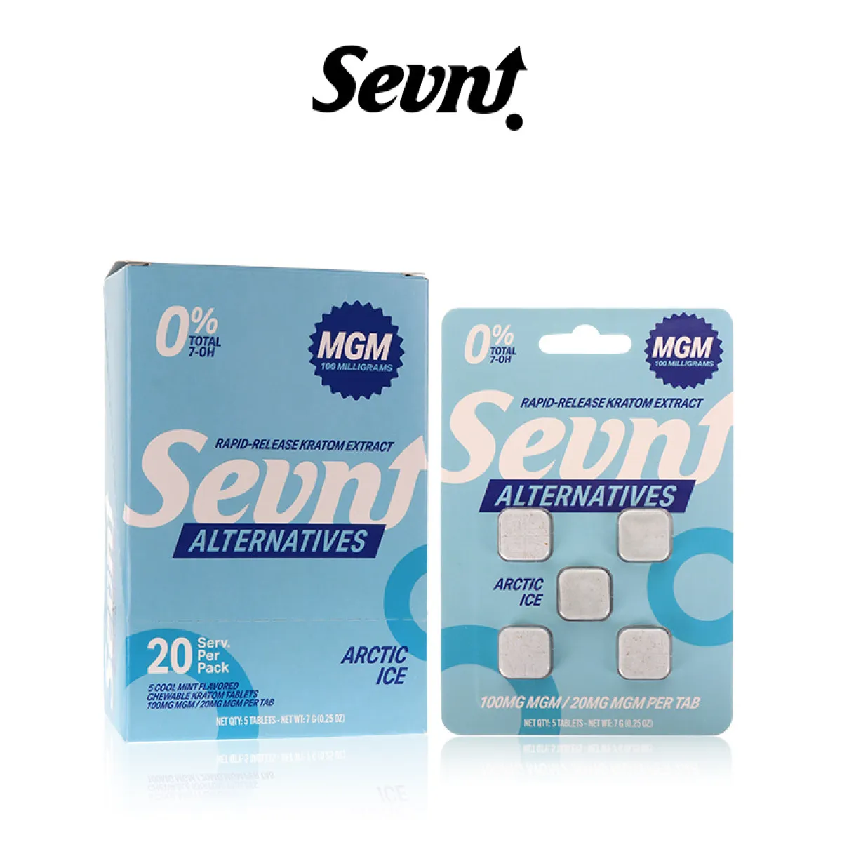SEVN ALTERNATIVES MGM KRATOM TABLETS 20MG/5CT/5PK (Buy 4 Get 1 Free) - Image 2