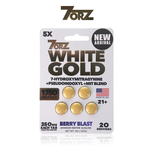 7ORZ WHITE GOLD 7 HYDROXY + PSEUDO + MIT KRATOM TABLETS 350MG/5CT