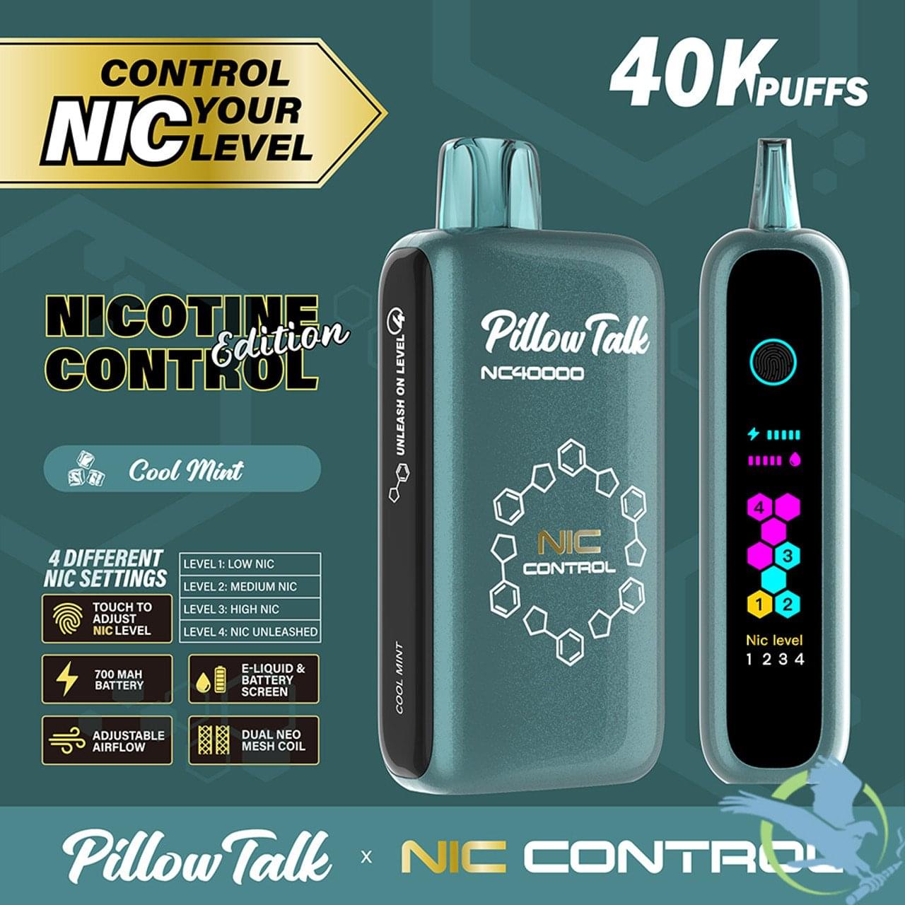 Pillow Talk Nic Control NC40000 Puffs 20ML Disposable Device With Touch To Adjust Nic Level & LED Screen - Display of 5 - Image 2