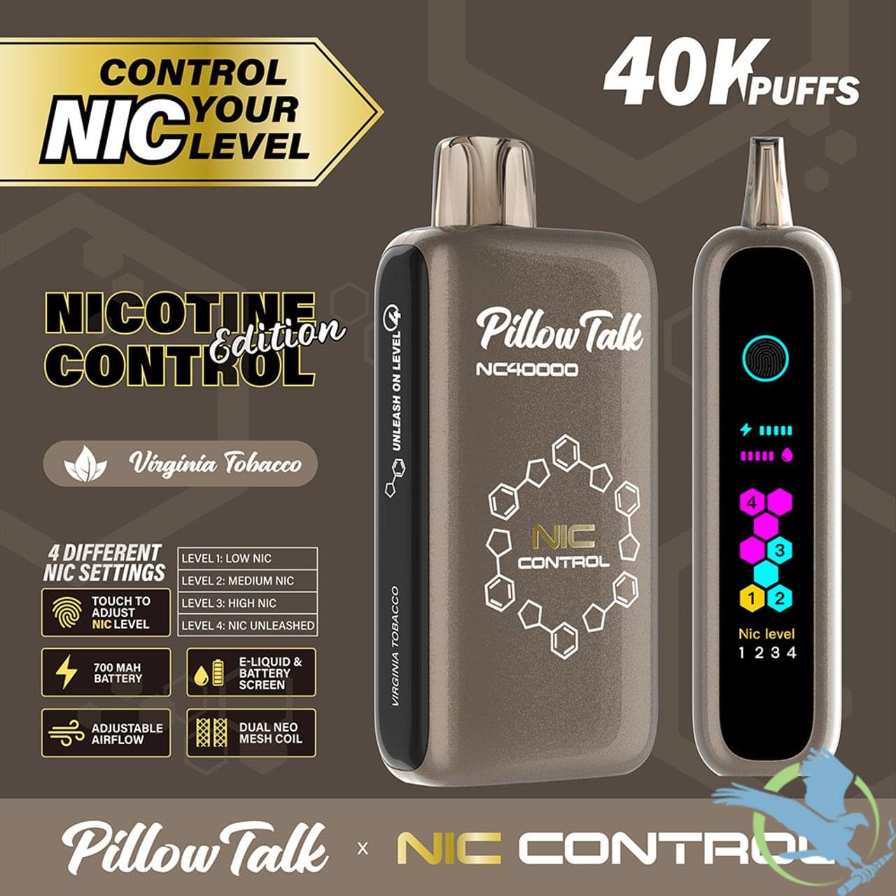 Pillow Talk Nic Control NC40000 Puffs 20ML Disposable Device With Touch To Adjust Nic Level & LED Screen - Display of 5 - Image 4